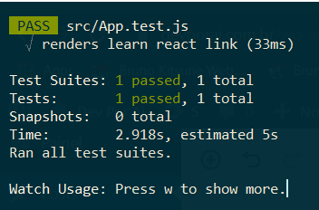 Testes unitários em React - Saída teste