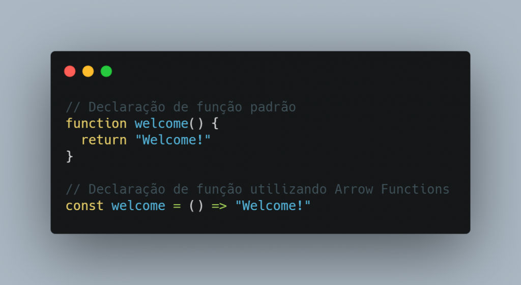 Quando não usar arrow functions no JavaScript - Exemplo Arrow Function